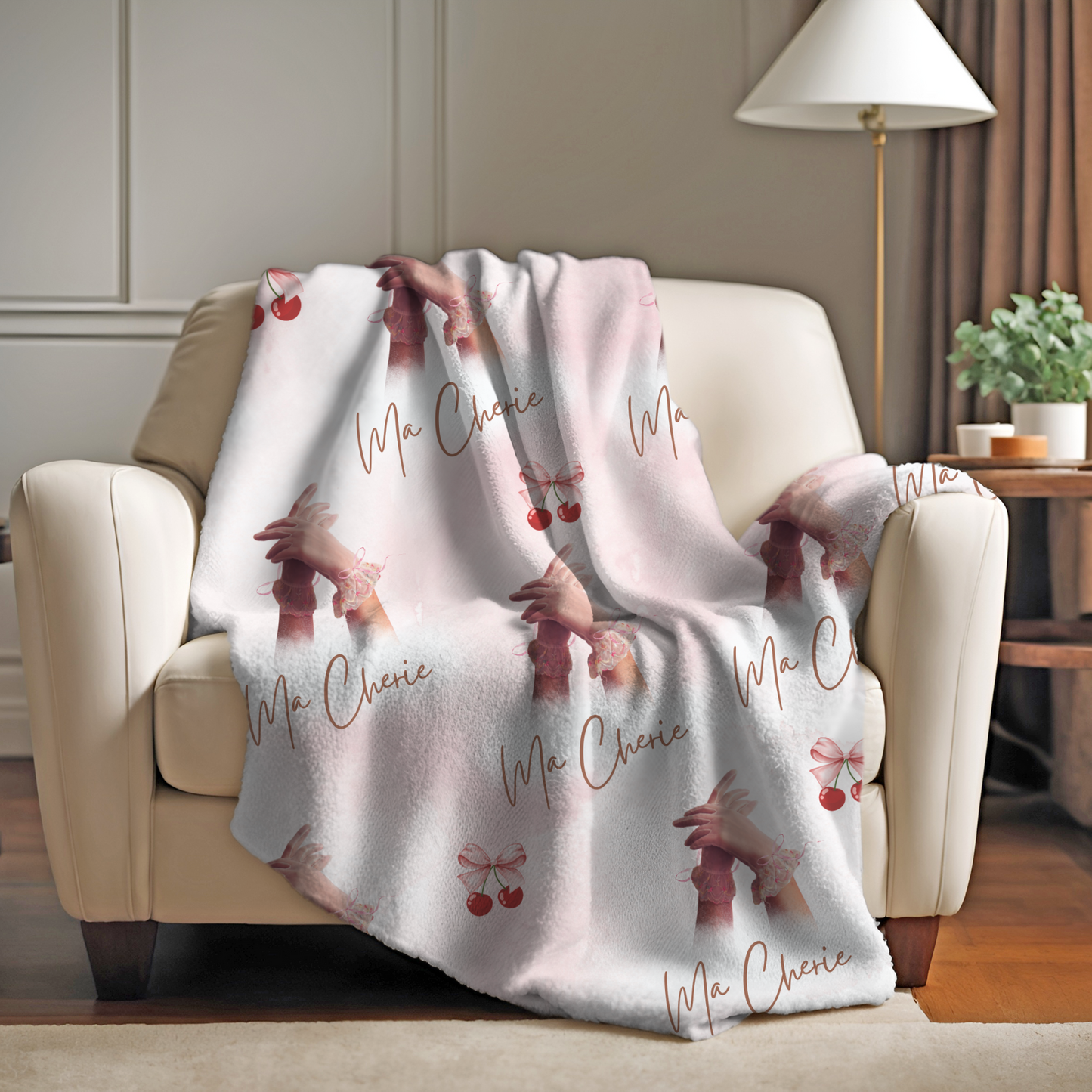 Coquette Room Decor | Ma Cherie Plush 50x60 Blanket | Preppy Room Decor | Retro Pink| Cottagecore Decor