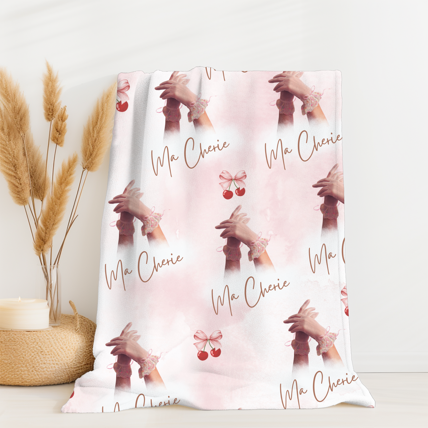 Coquette Room Decor | Ma Cherie Plush 50x60 Blanket | Preppy Room Decor | Retro Pink| Cottagecore Decor