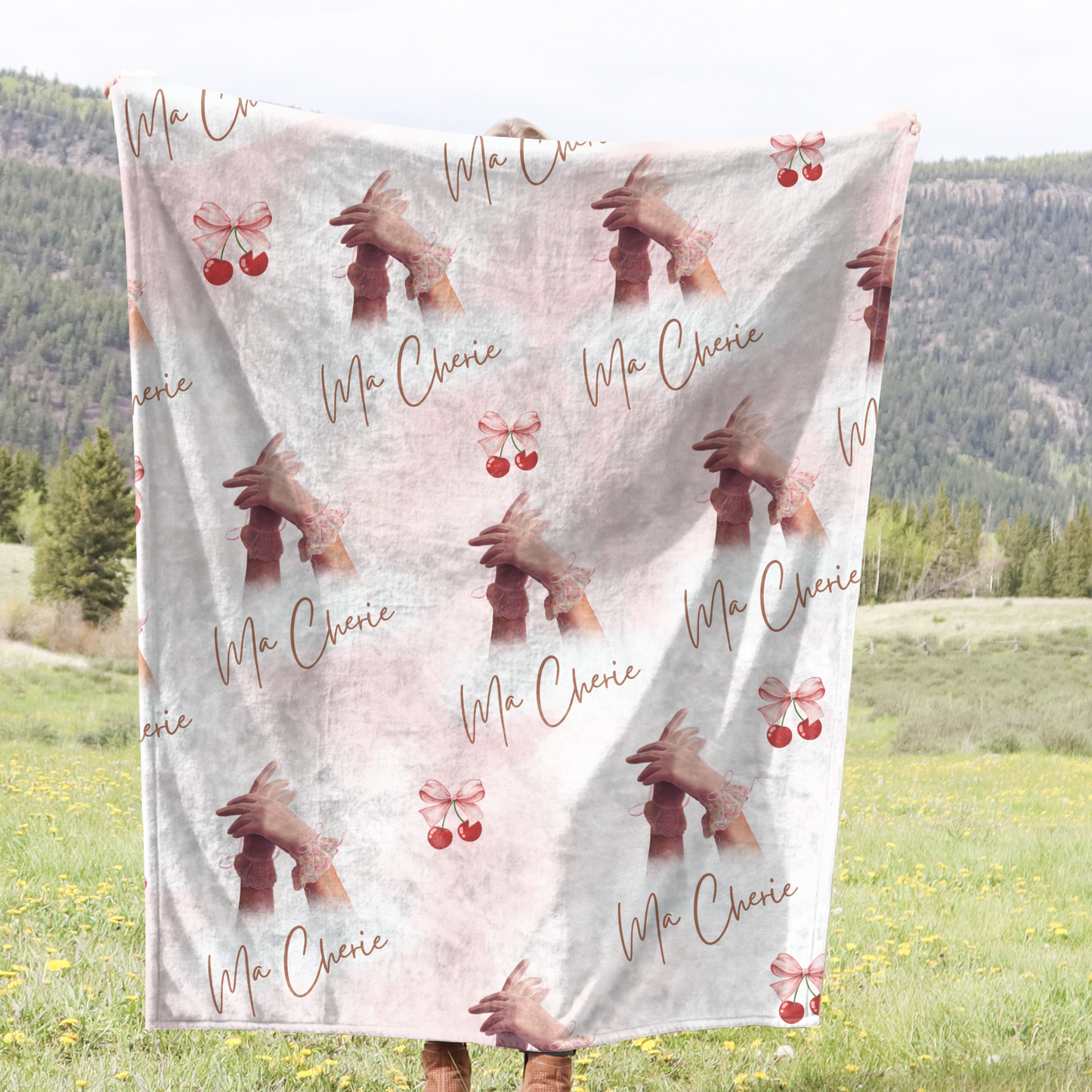 Coquette Room Decor | Ma Cherie Plush 50x60 Blanket | Preppy Room Decor | Retro Pink| Cottagecore Decor