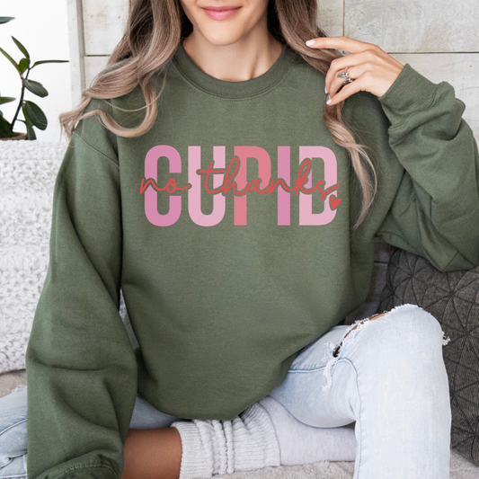 No Thanks Cupid Crewneck | Valentine Arrangement| Anti-Valentine