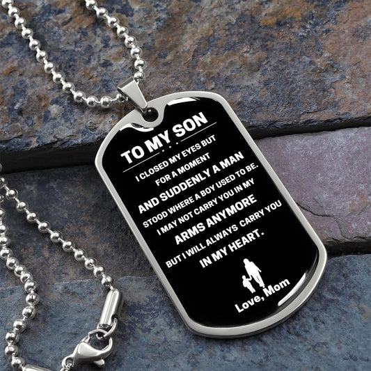 To My Son From Mom | From A Boy to A Man | Dog Tag