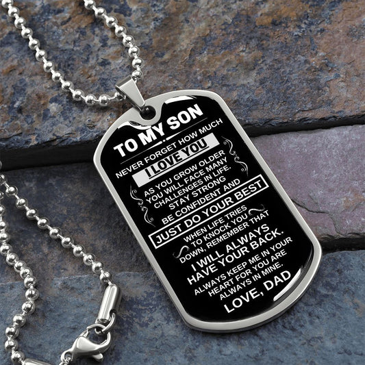 Never Forget | To My Son Dog Tag