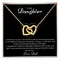 To My Daughter - Interlocking Hearts Necklace - Keepsake Gift